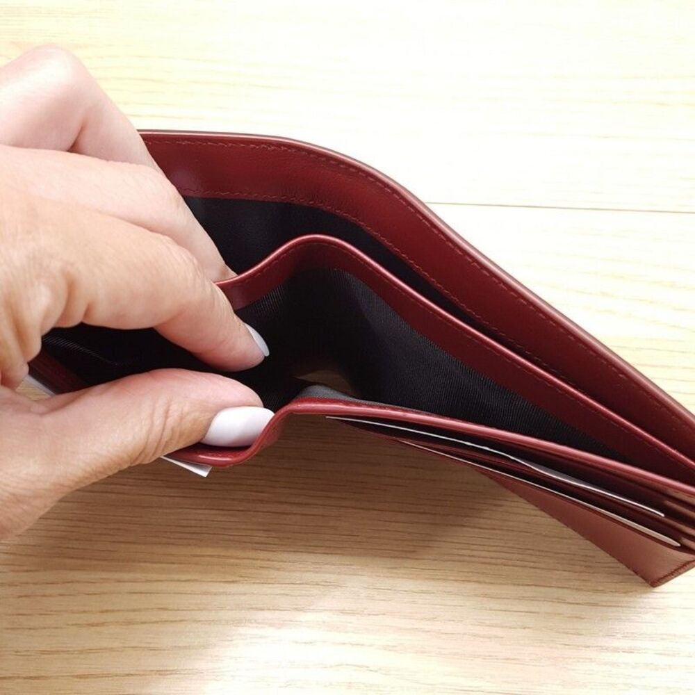 SAINT LAURENT Billfold Wallet Mens Dark Red Patent Leather East West Bifold - Picture 6 of 7
